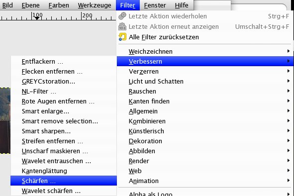 Bild über GIMP nachschärfen - Schritt 1